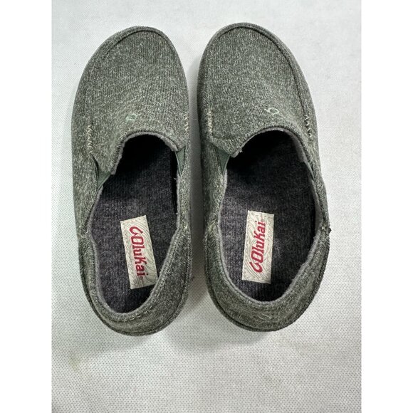 Olukai Moloa Hulu Wool Blend Slippers Loafers Trench Green Men’s 7 EUC - Picture 4 of 7